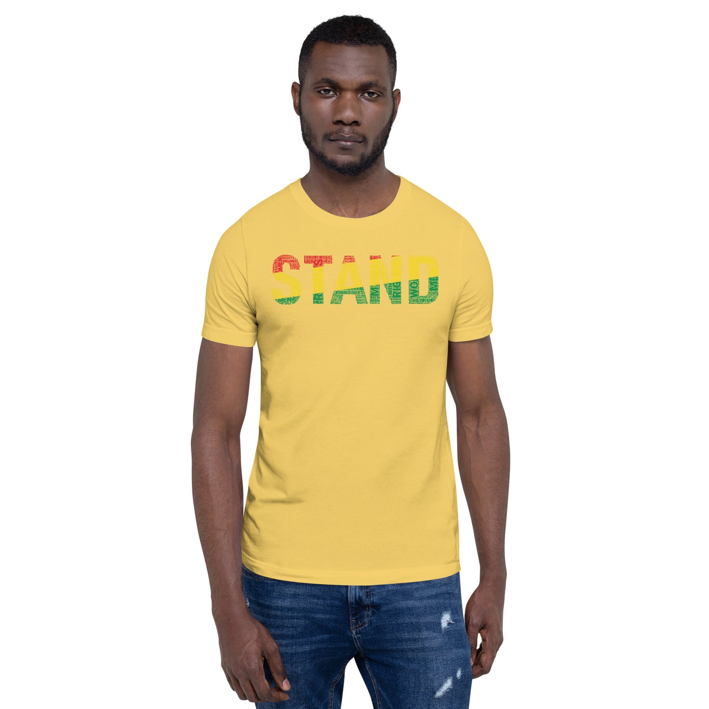 "STAND"  Pan-African Colored Word Cluster Short-Sleeve Unisex T-Shirt