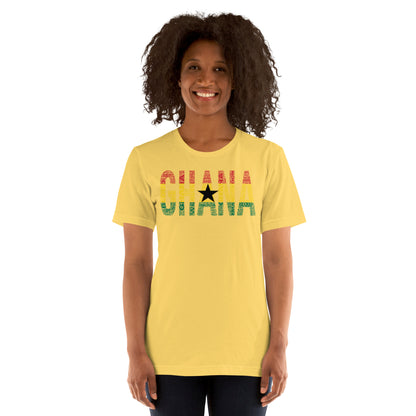 GHANA National Flag Inspired Word Cluster Short-Sleeve Unisex T-Shirt