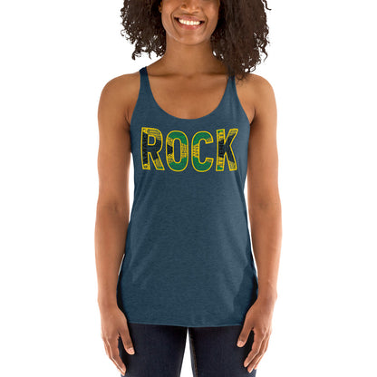 ROCK Jamaican Flag Inspired Word Cluster Women's Racerback Tank