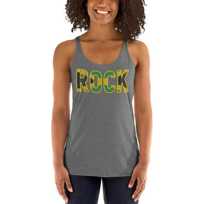 ROCK Jamaican Flag Inspired Word Cluster Women's Racerback Tank