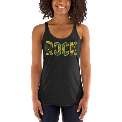 ROCK Jamaican Flag Inspired Word Cluster Women's Racerback Tank