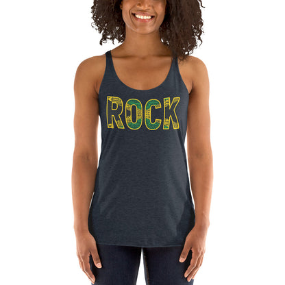 ROCK Jamaican Flag Inspired Word Cluster Women's Racerback Tank