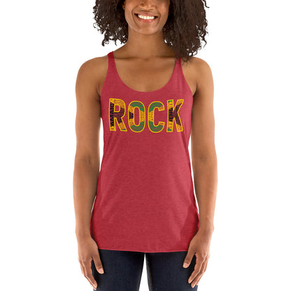 ROCK Jamaican Flag Inspired Word Cluster Women's Racerback Tank