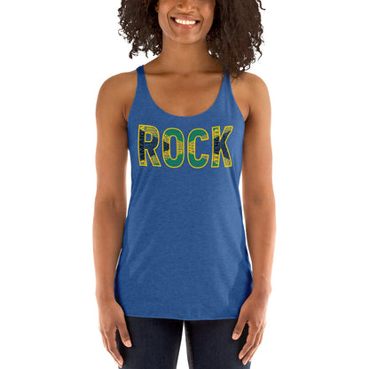 ROCK Jamaican Flag Inspired Word Cluster Women's Racerback Tank