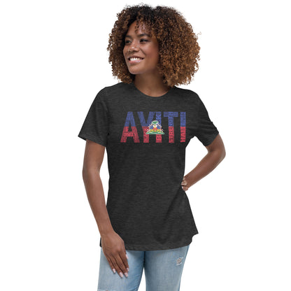 HAITI AYITI National Flag Inspired Word Cluster Women's Relaxed T-Shirt