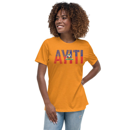 HAITI AYITI National Flag Inspired Word Cluster Women's Relaxed T-Shirt