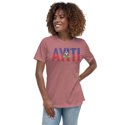 HAITI AYITI National Flag Inspired Word Cluster Women's Relaxed T-Shirt