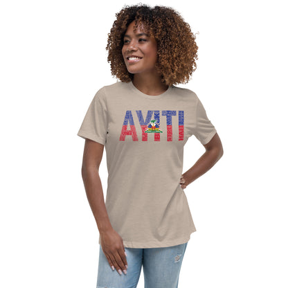 HAITI AYITI National Flag Inspired Word Cluster Women's Relaxed T-Shirt