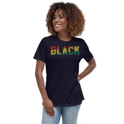 BLACK  Pan African Word Cluster Women's short sleeve t-shirt