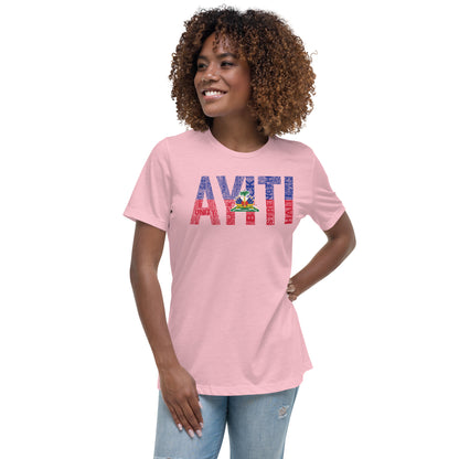 HAITI AYITI National Flag Inspired Word Cluster Women's Relaxed T-Shirt