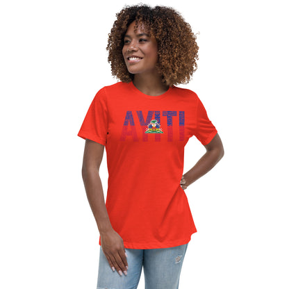 HAITI AYITI National Flag Inspired Word Cluster Women's Relaxed T-Shirt