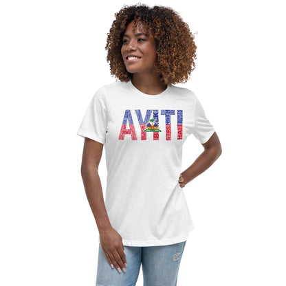 HAITI AYITI National Flag Inspired Word Cluster Women's Relaxed T-Shirt