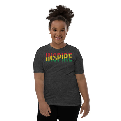 "INSPIRE"  Pan-African Color Word Cluster Youth Short Sleeve T-Shirt