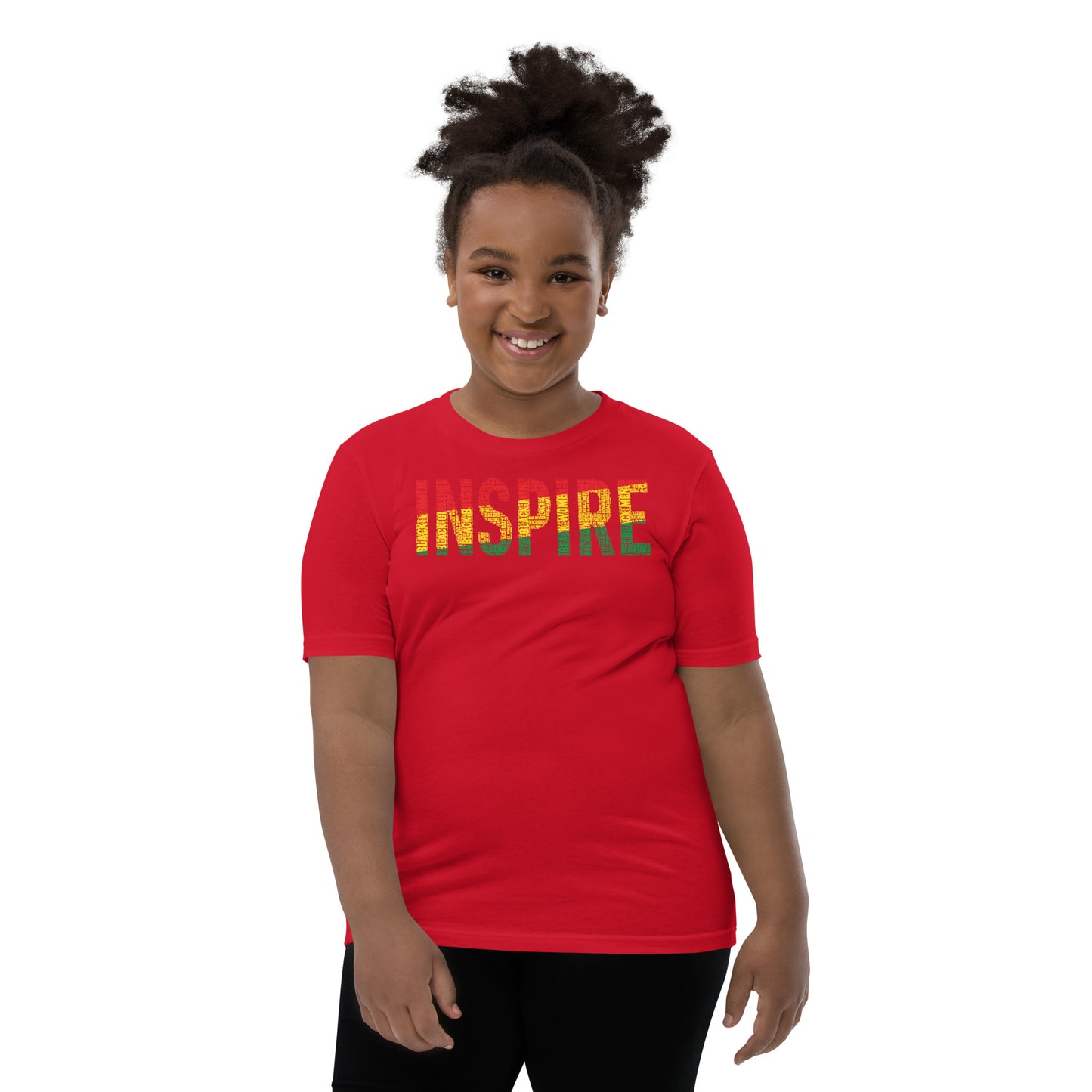 "INSPIRE"  Pan-African Color Word Cluster Youth Short Sleeve T-Shirt