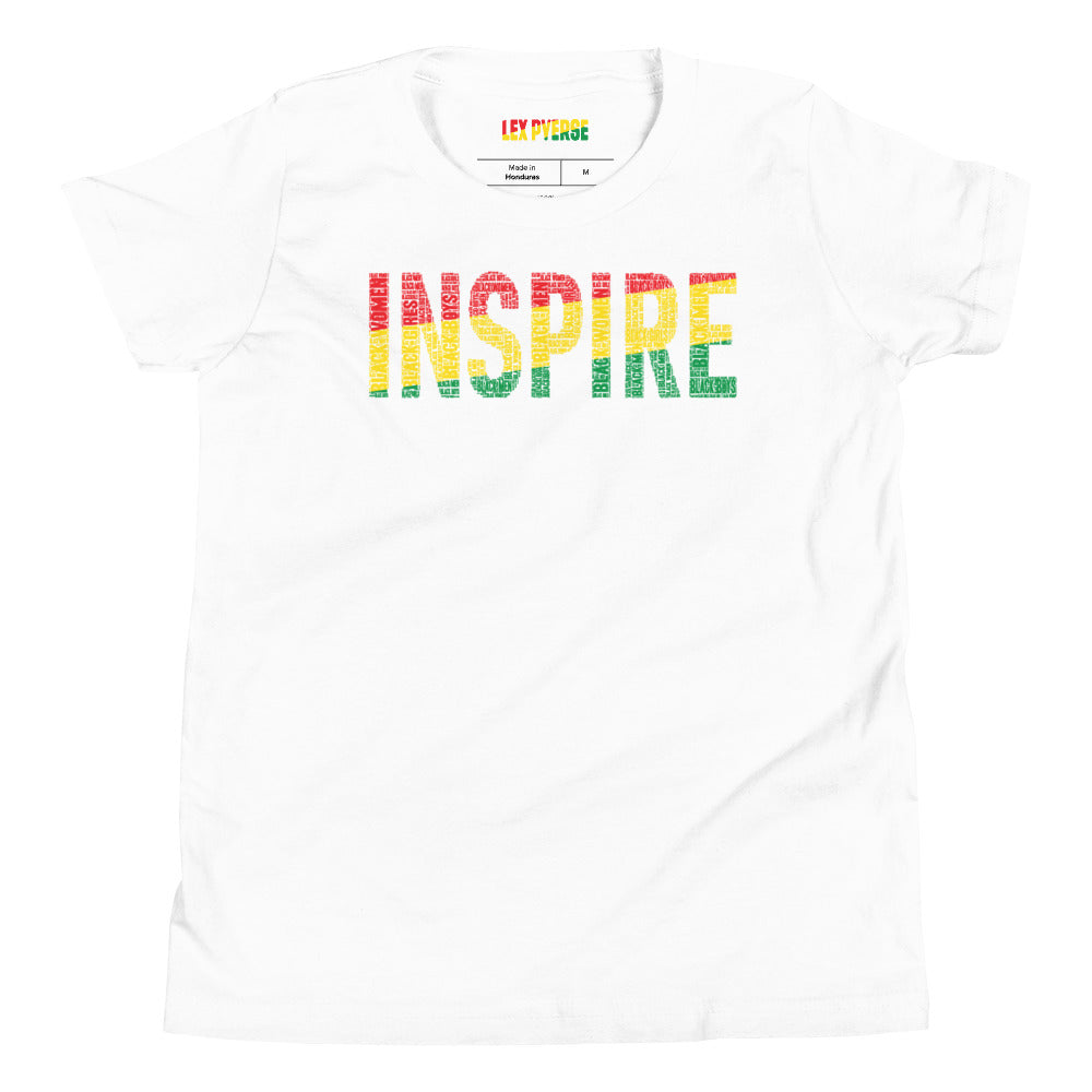 "INSPIRE"  Pan-African Color Word Cluster Youth Short Sleeve T-Shirt