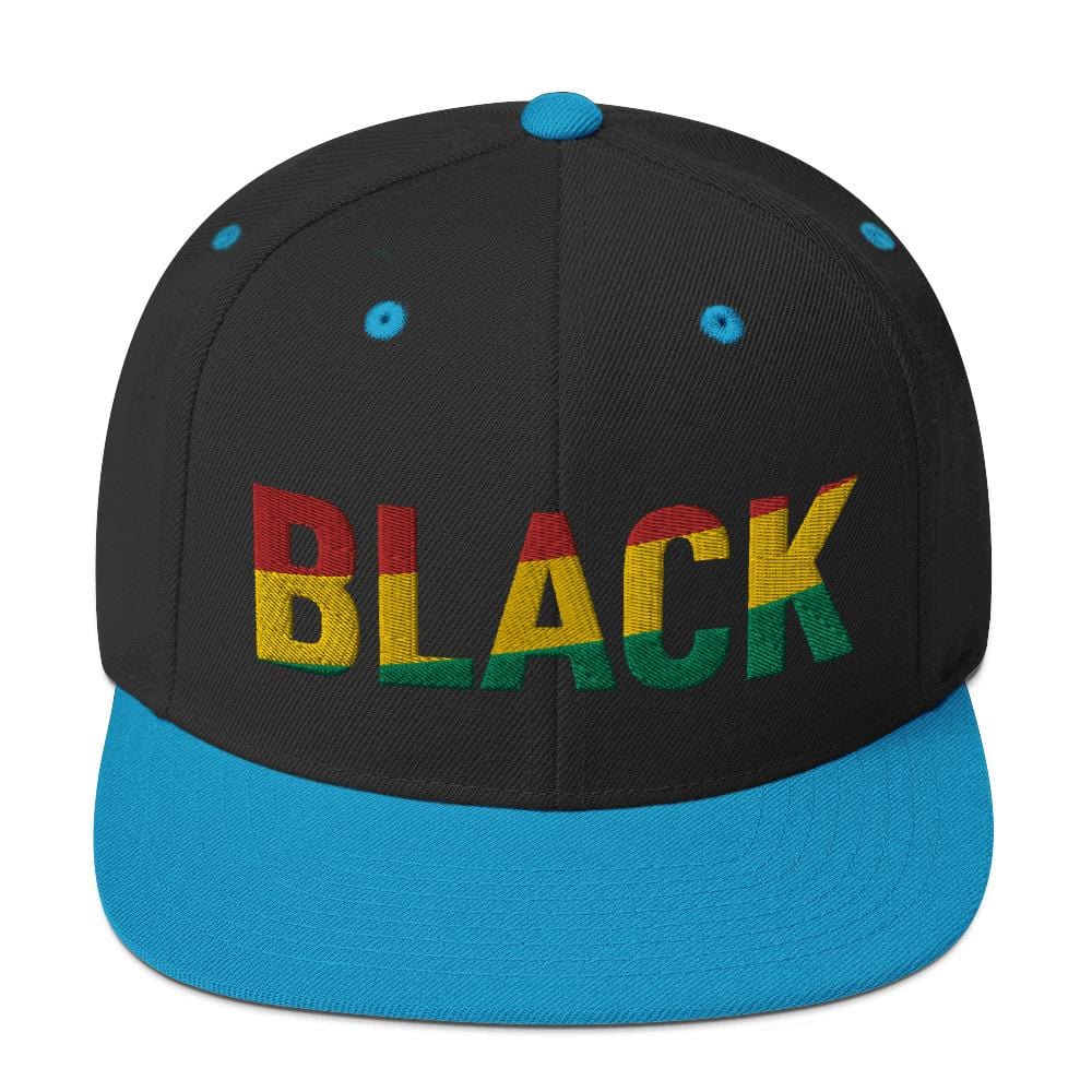 BLACK Snapback Hat with Pan-African Colors - pyerses-bookstore-and-clothing.myshopify.com