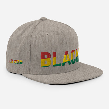 BLACK Snapback Hat with Pan-African Colors
