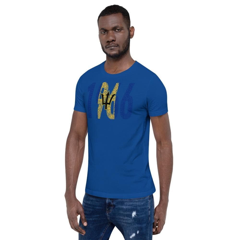 BARBADOS INDEPENDENCE National Flag Inspired Short-Sleeve Unisex T-Shirt - pyerses-bookstore-and-clothing.myshopify.com