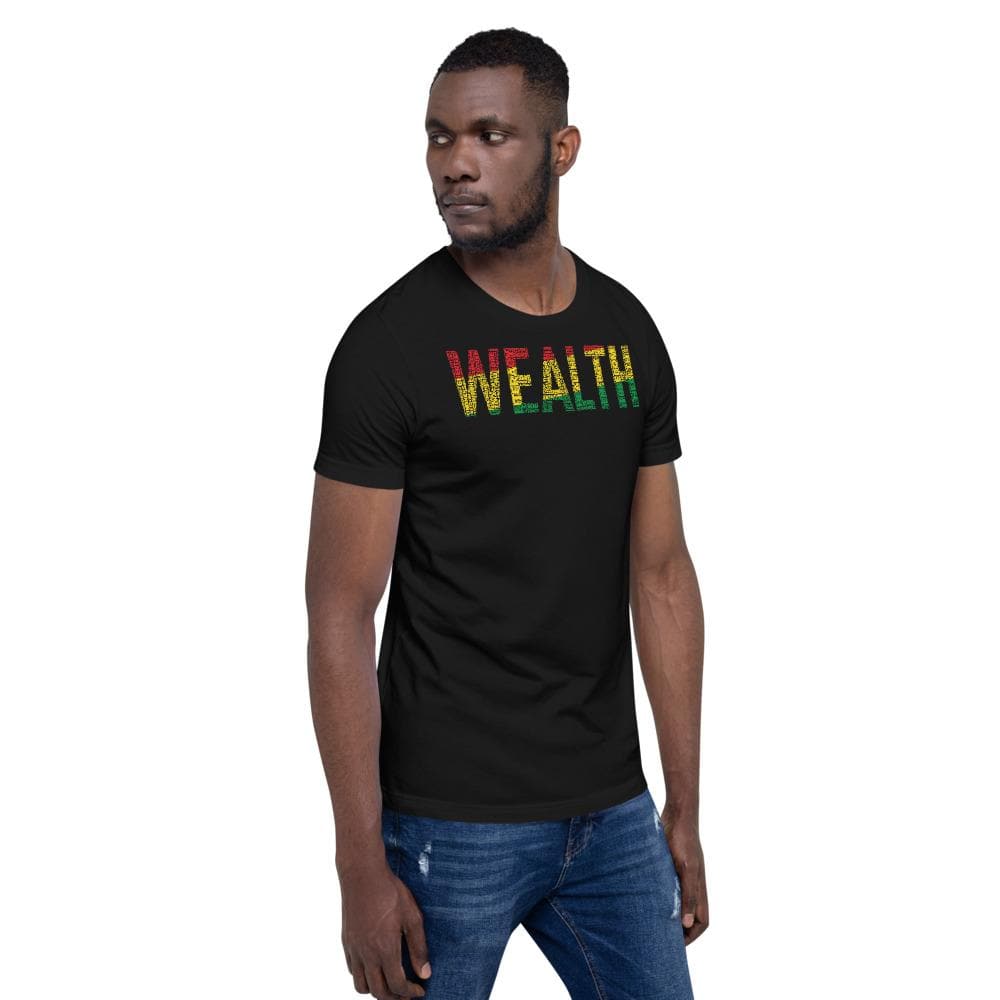 "WEALTH" Pan African Colored Word Cluster Short-Sleeve Unisex T-Shirt