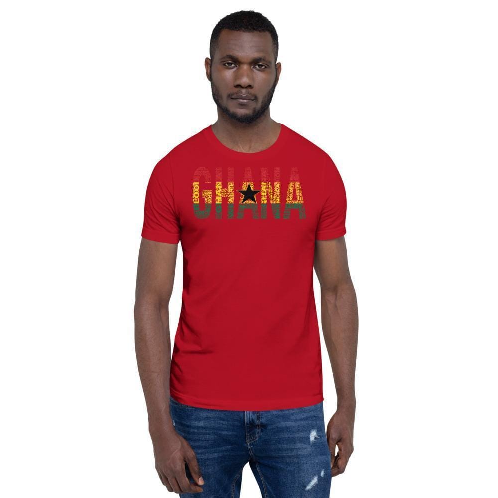 GHANA National Flag Inspired Short-Sleeve Unisex T-Shirt - pyerses-bookstore-and-clothing.myshopify.com