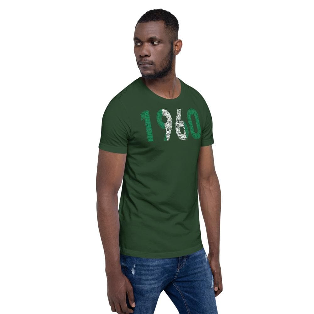 1960 Nigeria Independence Year Word Cluster Tee Short-Sleeve Unisex T-Shirt - pyerses-bookstore-and-clothing.myshopify.com