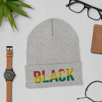 BLACK Pan African Colored Cuffed Beanie - pyerses-bookstore-and-clothing.myshopify.com