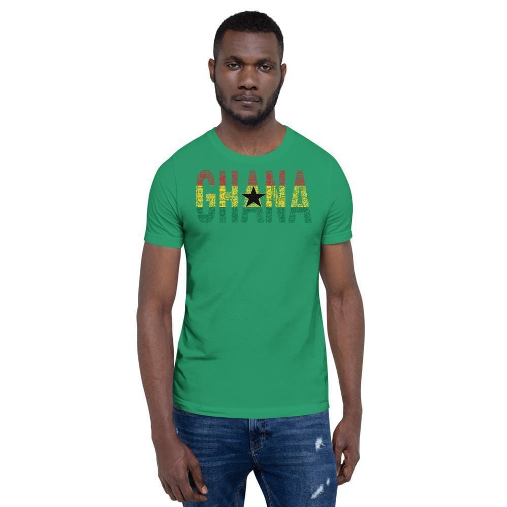 GHANA National Flag Inspired Short-Sleeve Unisex T-Shirt - pyerses-bookstore-and-clothing.myshopify.com
