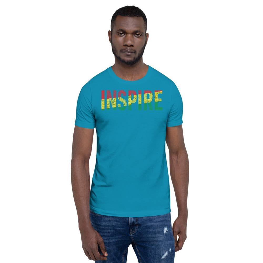 "INSPIRE" Black Men, Women, Boys, & Girls Pan-African Color Short-Sleeve Unisex T-Shirt - pyerses-bookstore-and-clothing.myshopify.com