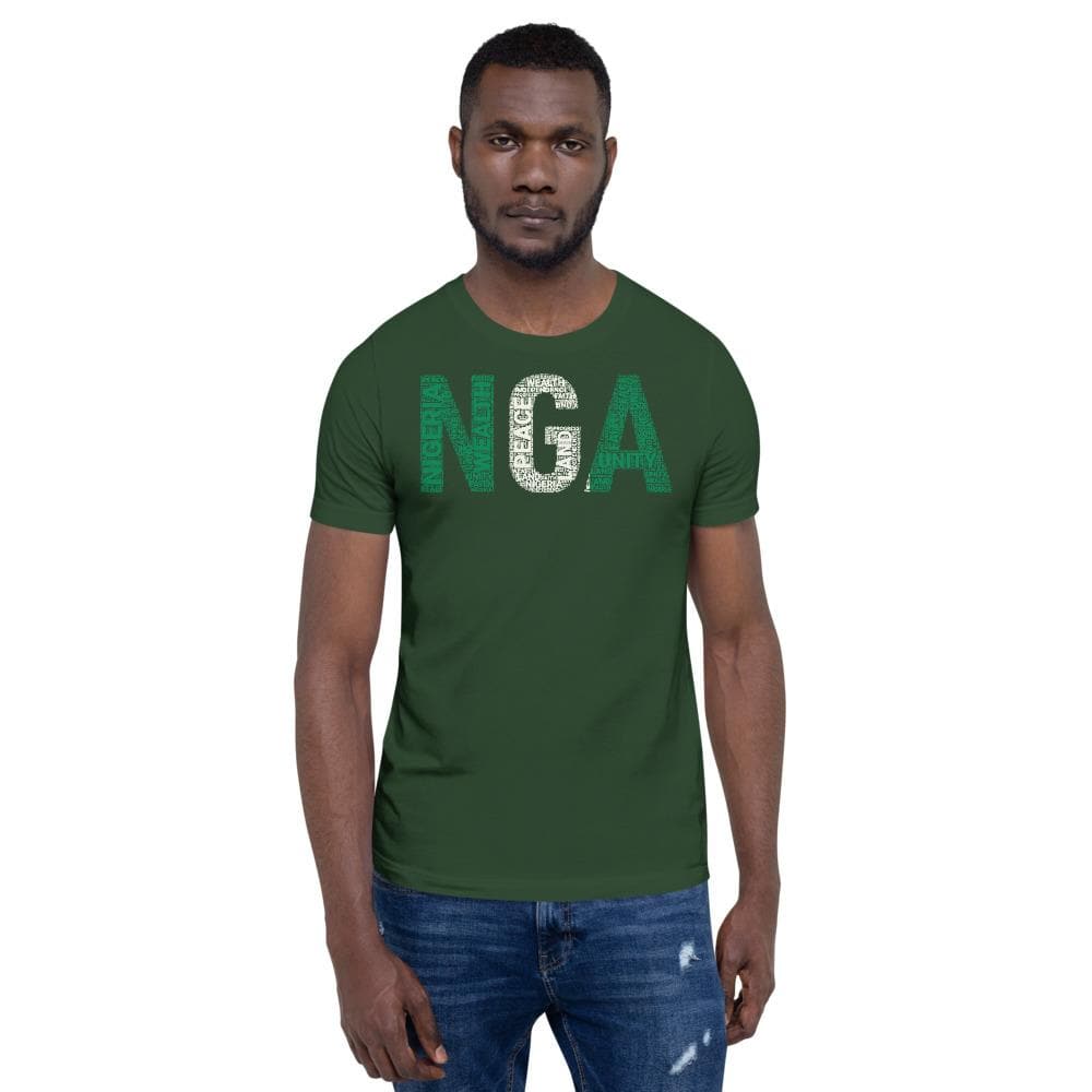 NIGERIA NGA Modern Flag Inspired Short-Sleeve Unisex T-Shirt - pyerses-bookstore-and-clothing.myshopify.com