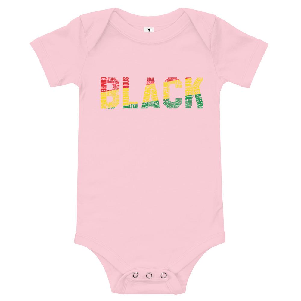 "BLACK" Word Cluster Baby Onesie