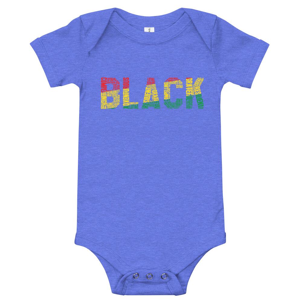 "BLACK" Word Cluster Baby Onesie