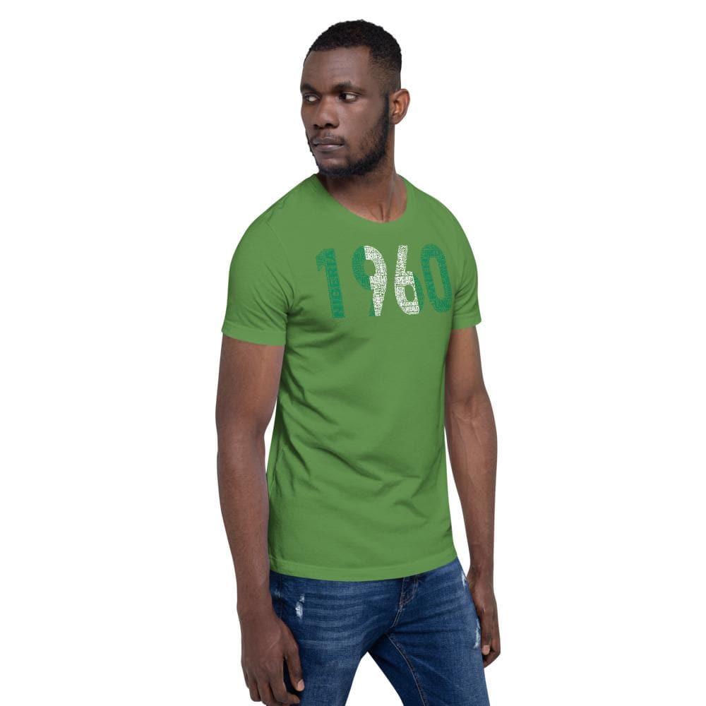 1960 Nigeria Independence Year Word Cluster Tee Short-Sleeve Unisex T-Shirt - pyerses-bookstore-and-clothing.myshopify.com