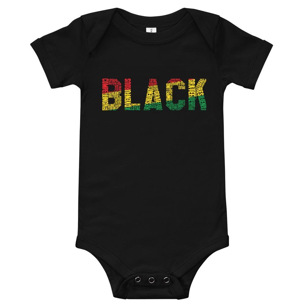 "BLACK" Word Cluster Baby Onesie