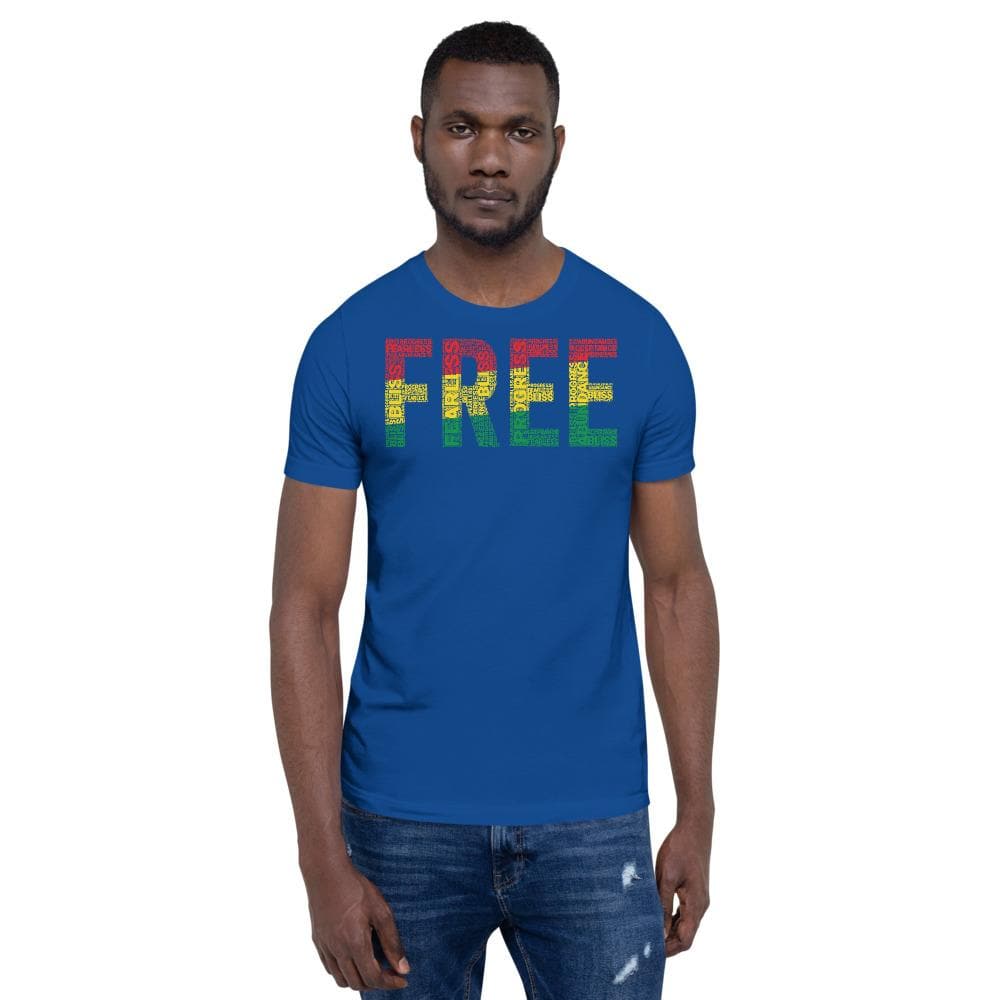 "FREE"  Pan-African Colored Word Cluster Short-Sleeve Unisex T-Shirt