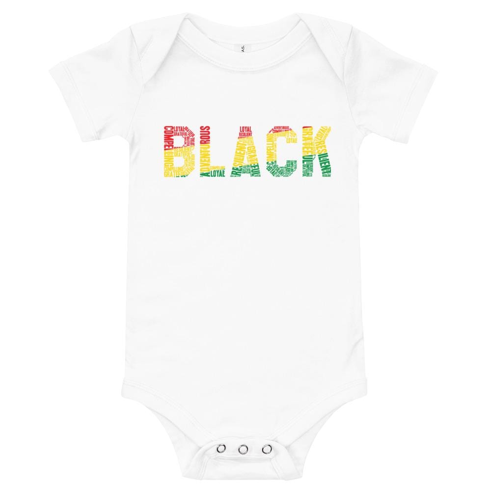 "BLACK" Word Cluster Baby Onesie