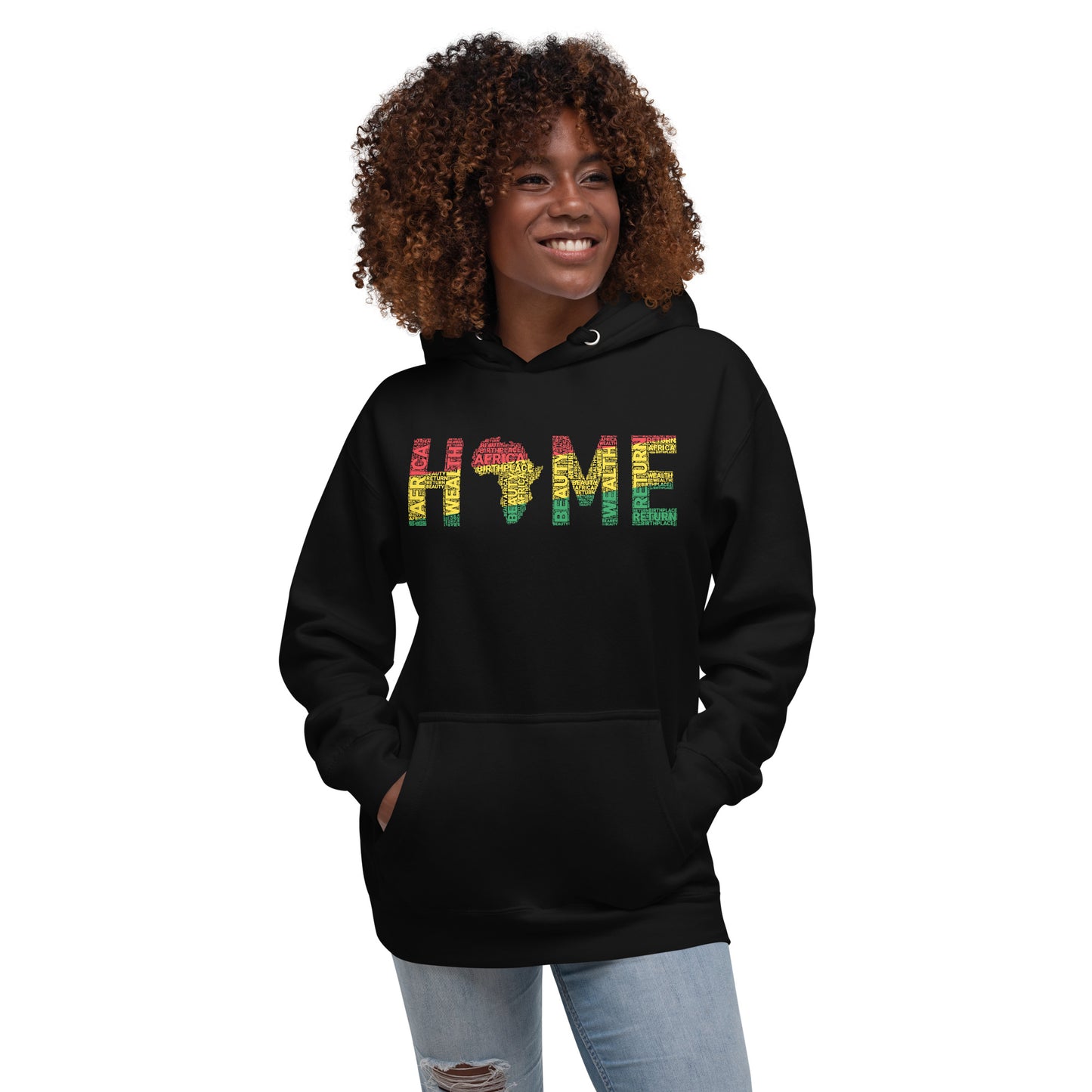 HOME Africa Silhouette Word Cluster Unisex Hoodie