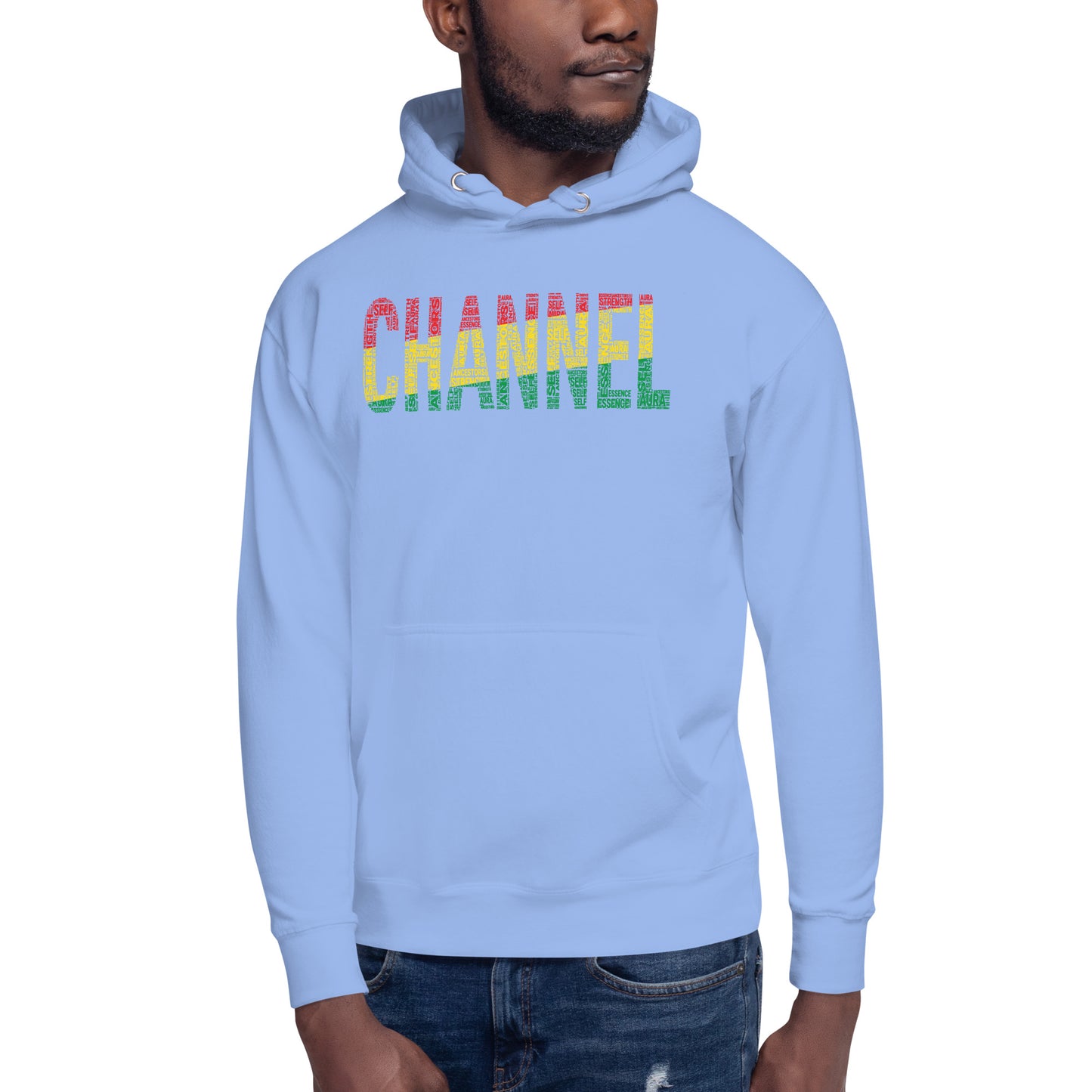 "CHANNEL"  Pan-African Colored Word Cluster Unisex Hoodie