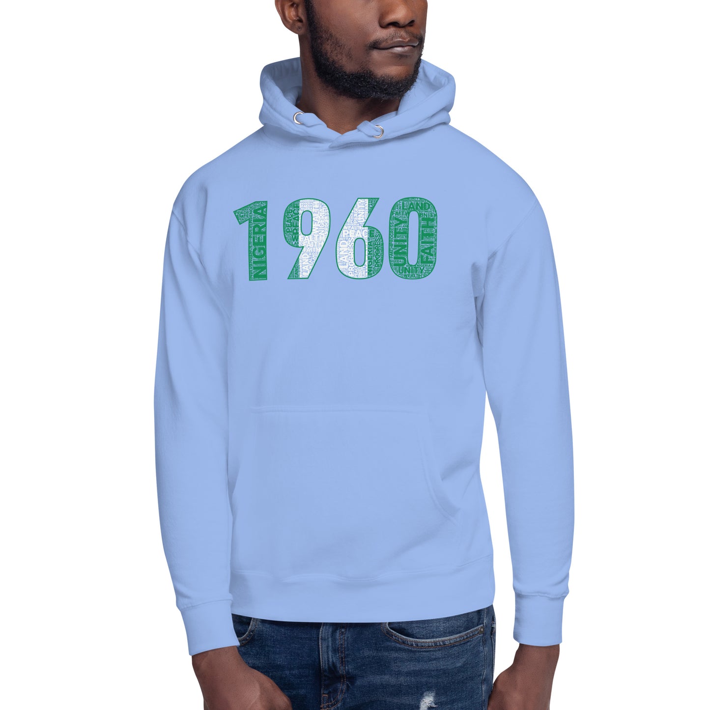 NIGERIA INDEPENDENCE 1960 NATIONAL FLAG INSPIRED Word Cluster Unisex Hoodie