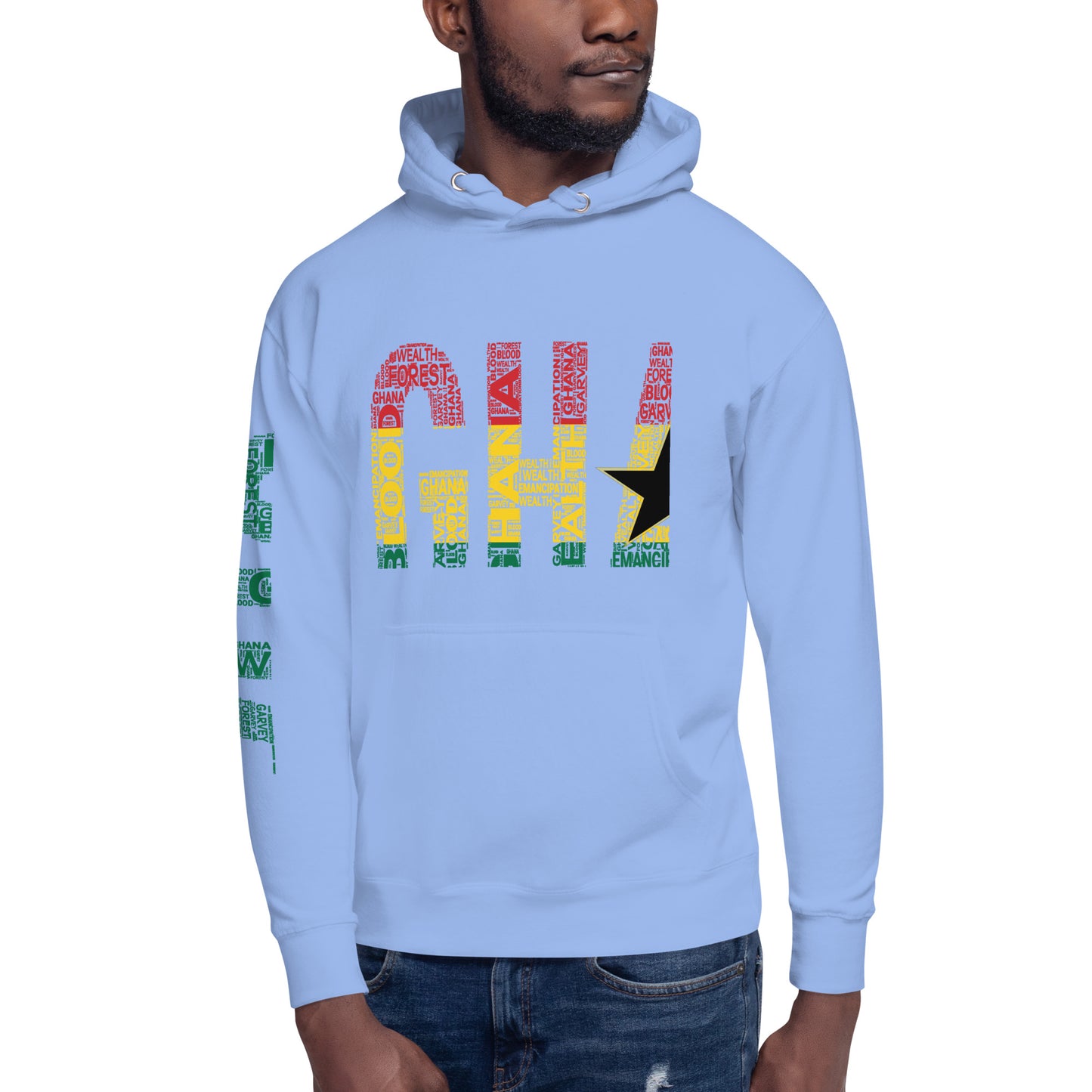 GHANA National Flag Inspired Word Cluster Unisex Hoodie