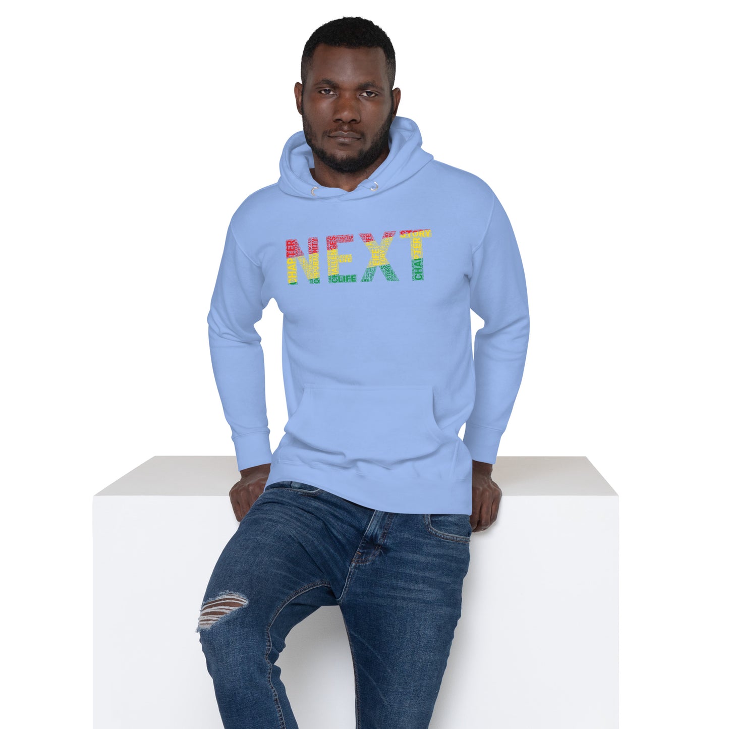 "NEXT" Pan-African Colored Word Cluster Unisex Hoodie