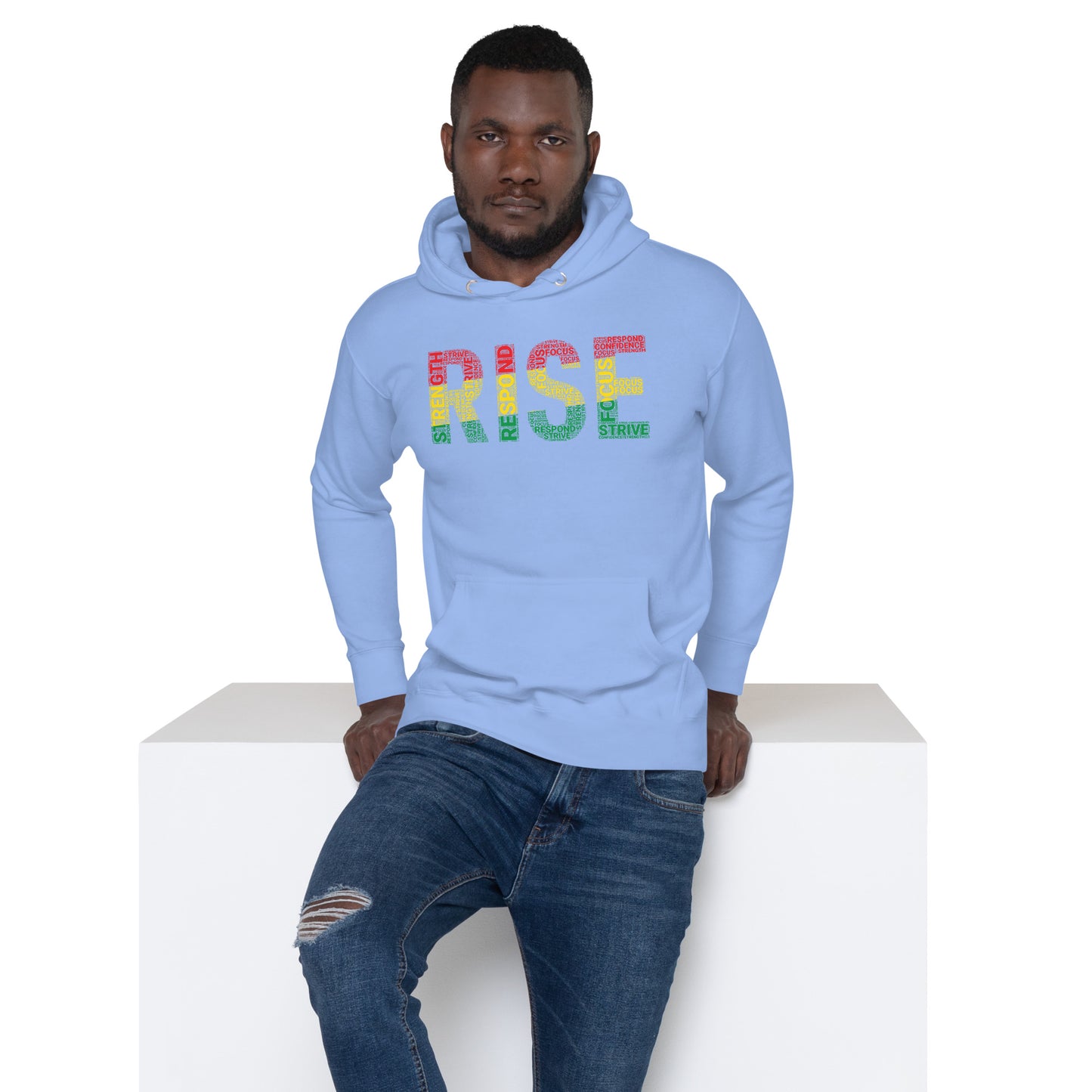 RISE Pan-African colored Word Cluster Unisex Hoodie