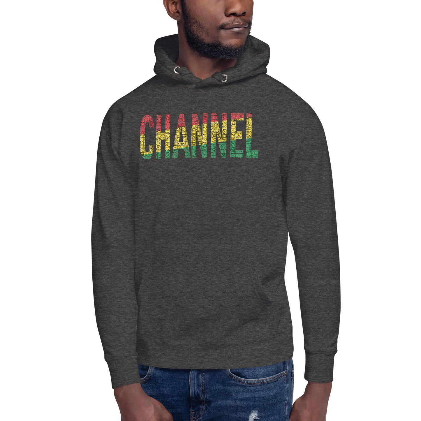 "CHANNEL"  Pan-African Colored Word Cluster Unisex Hoodie