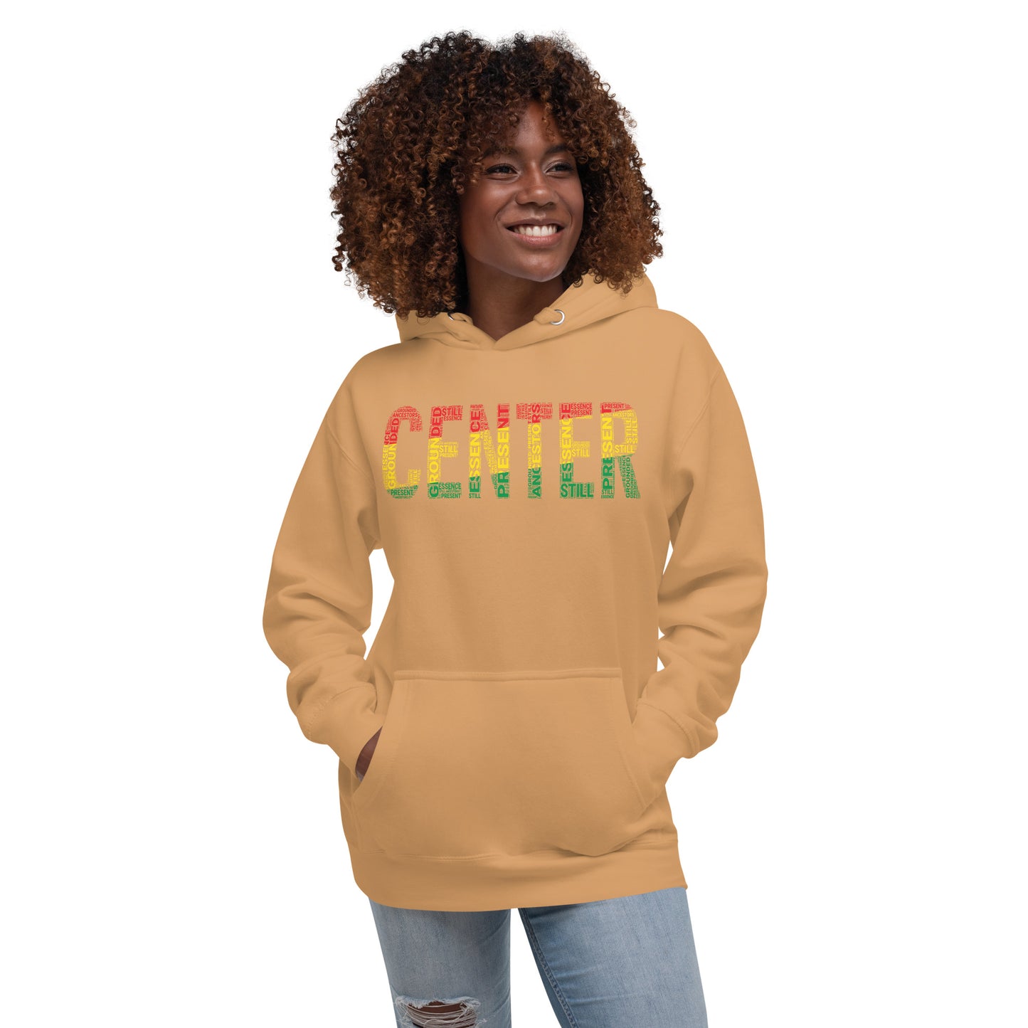 "CENTER"  Pan-African Colored Word Cluster Unisex Hoodie