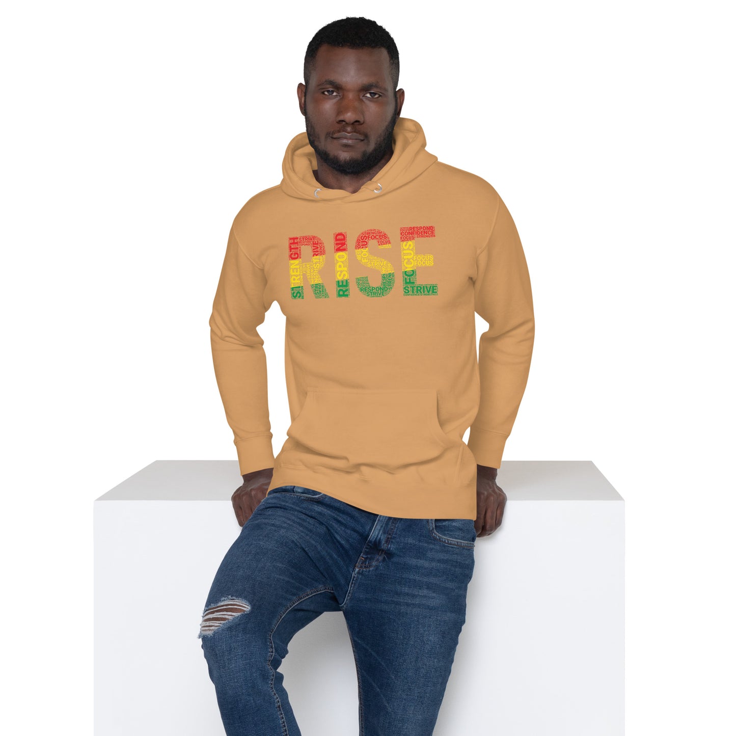 RISE Pan-African colored Word Cluster Unisex Hoodie