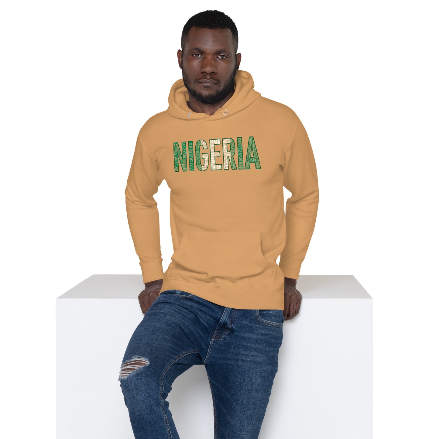 NIGERIA NATIONAL FLAG INSPIRED Word Cluster Unisex Hoodie (Horizonal)