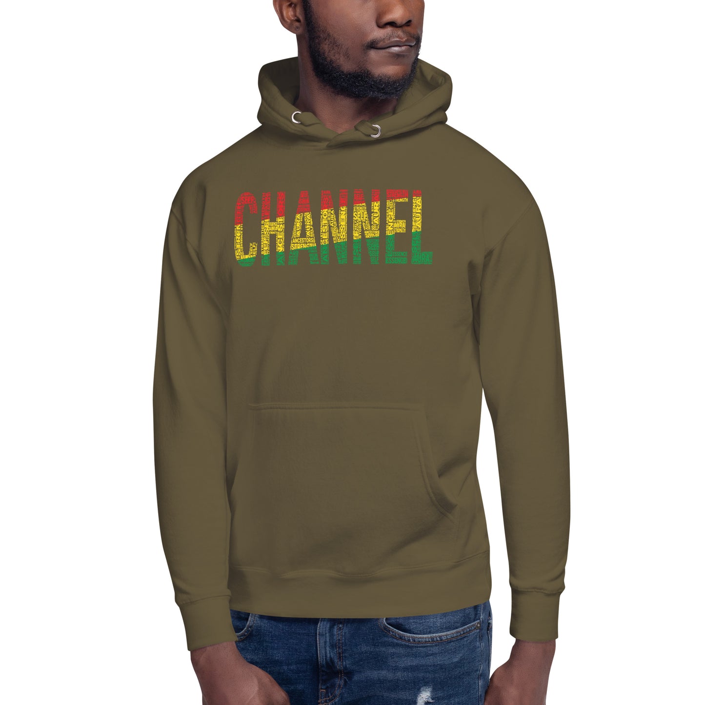"CHANNEL"  Pan-African Colored Word Cluster Unisex Hoodie
