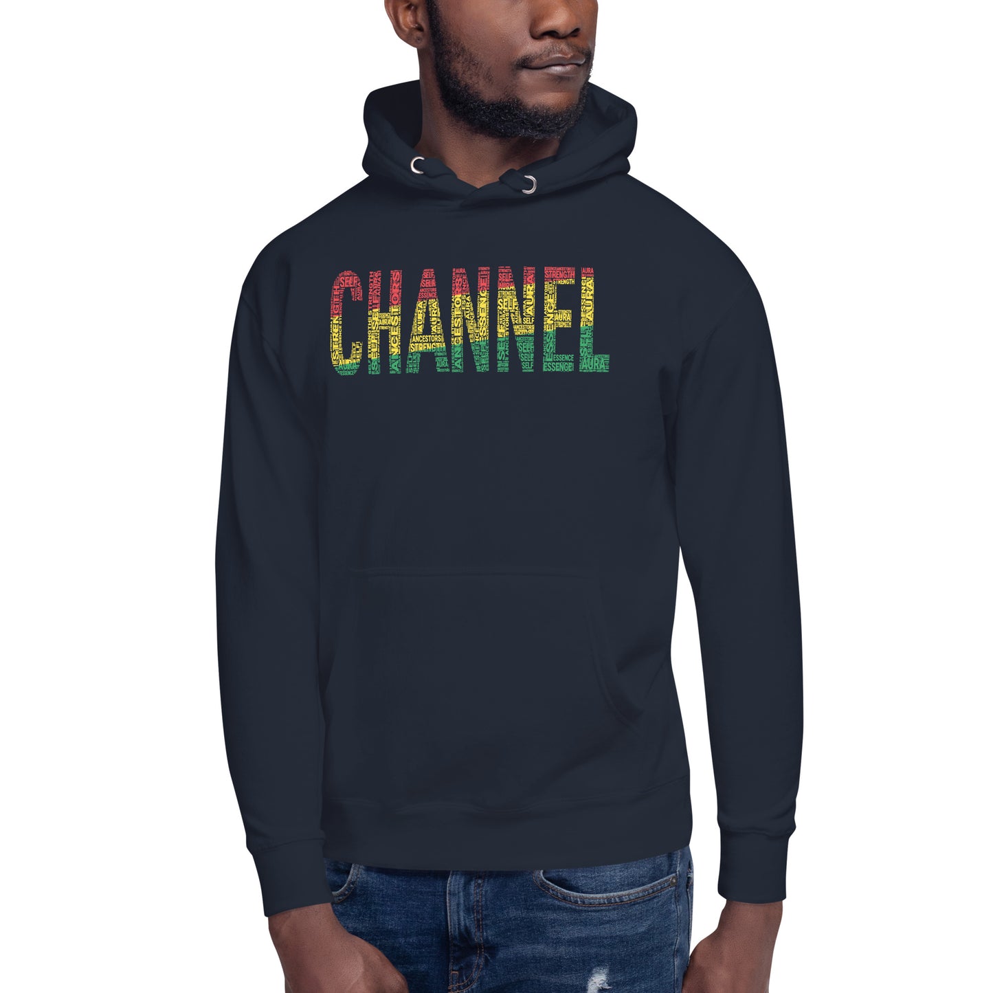 "CHANNEL"  Pan-African Colored Word Cluster Unisex Hoodie