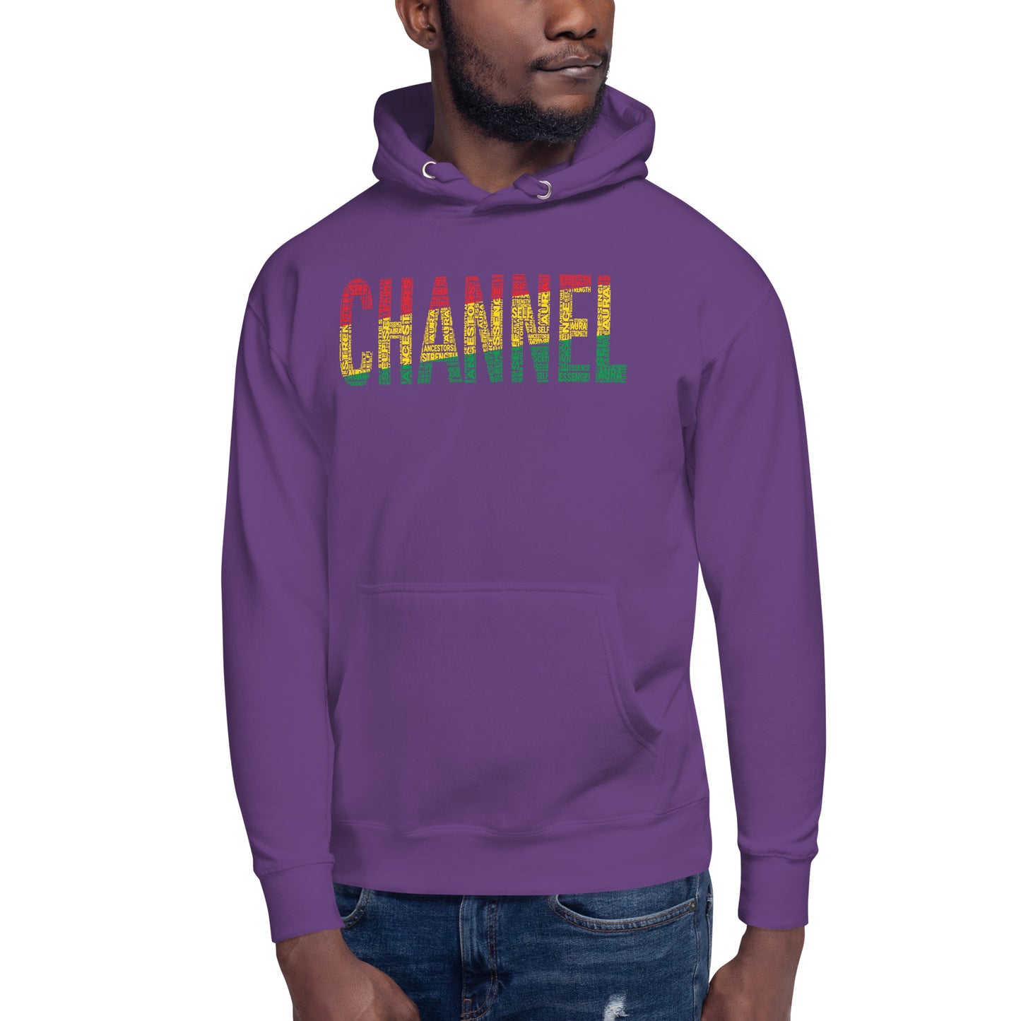 "CHANNEL"  Pan-African Colored Word Cluster Unisex Hoodie