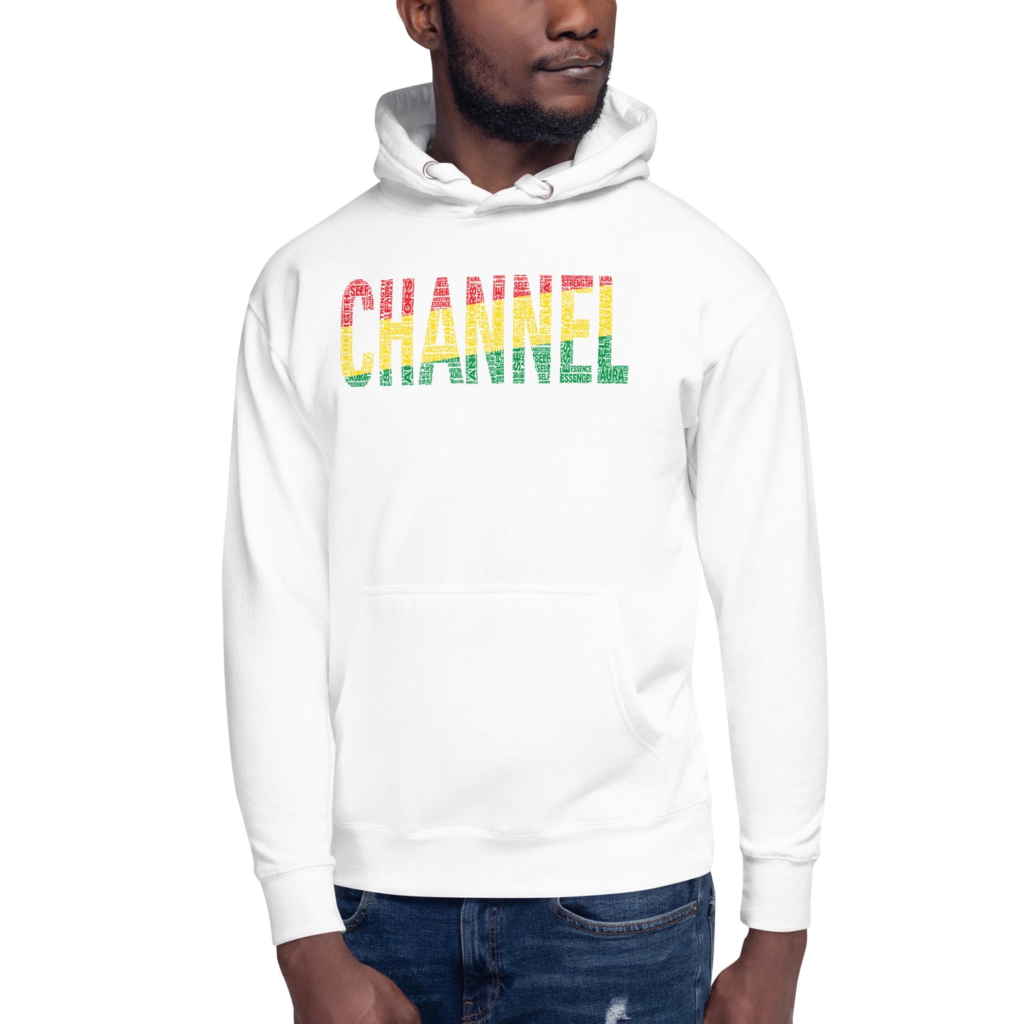 "CHANNEL"  Pan-African Colored Word Cluster Unisex Hoodie