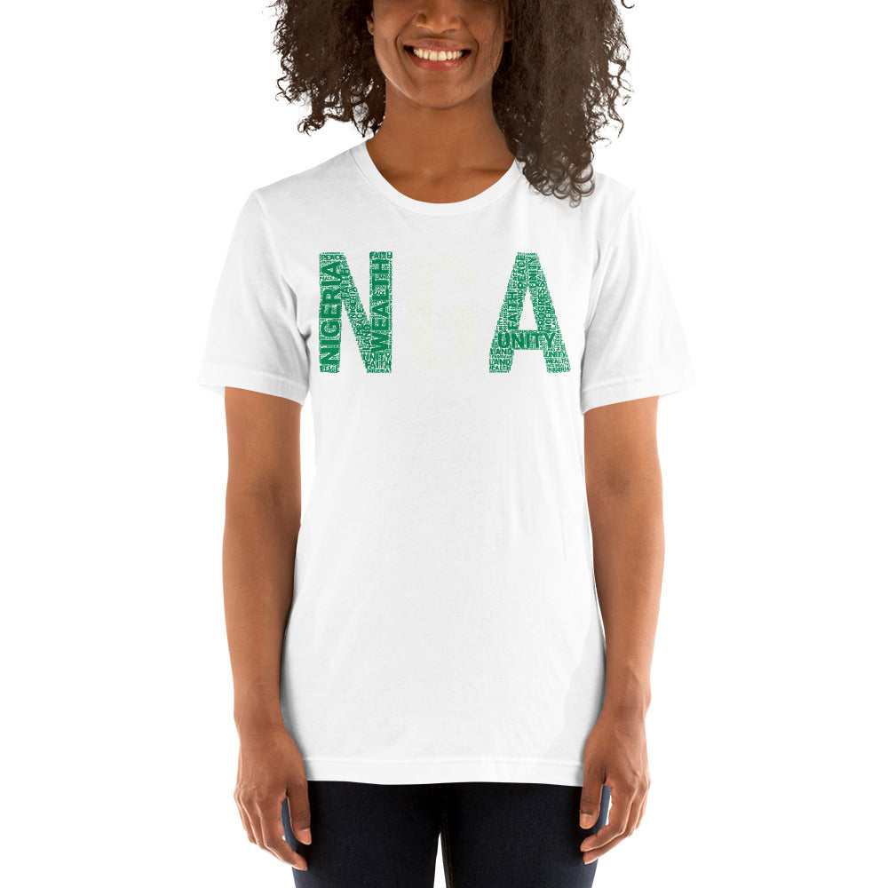 NIGERIA NGA Modern Flag Inspired Word Cluster Short-Sleeve Unisex T-Shirt
